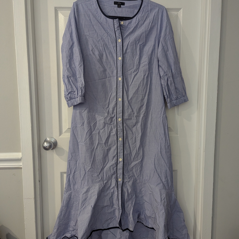 J. Crew Blue Cotton Midi Dress